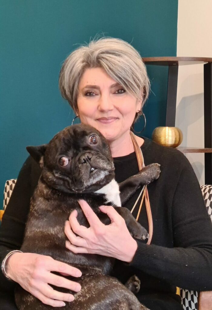 Ma chienne Lola et moi, avant qu'elle ne décède.